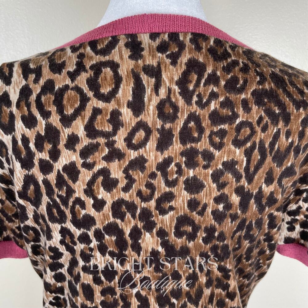 Extremely Rare Leopard Print Designer Top ASO Lorelai Gilmore Girls Brown Pink - Picture 14 of 15